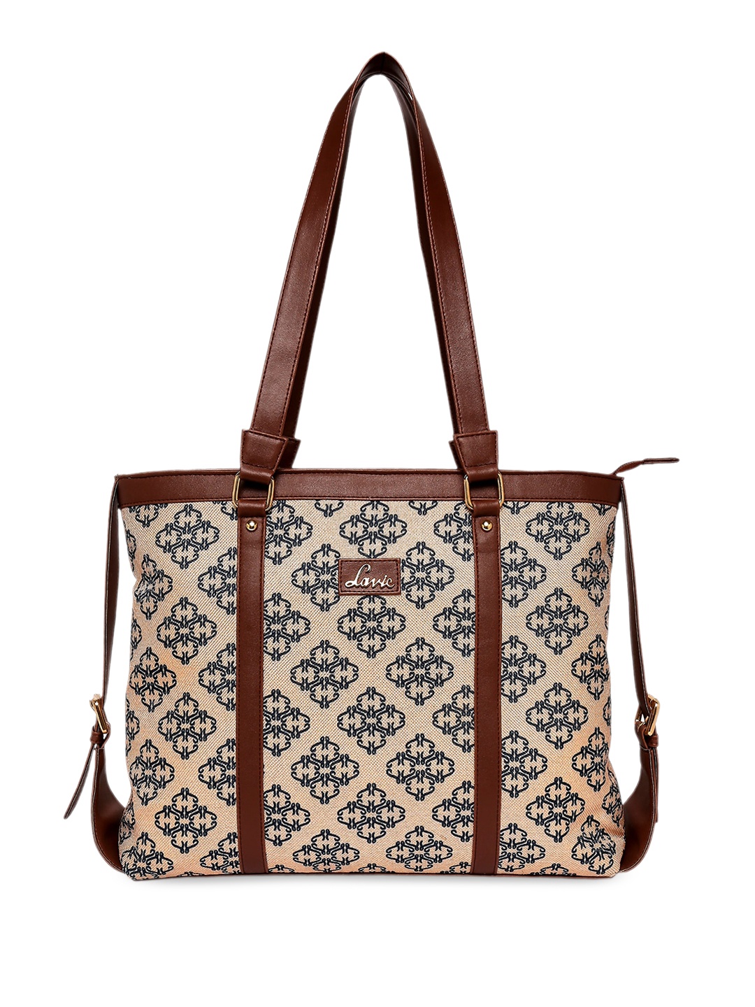 

Lavie Ethnic Motifs Printed Structured Shoulder Bag, Beige