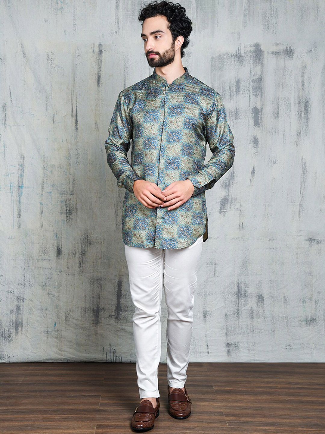 

Be Desi Ethnic Motifs Printed Silk Kurta, Blue