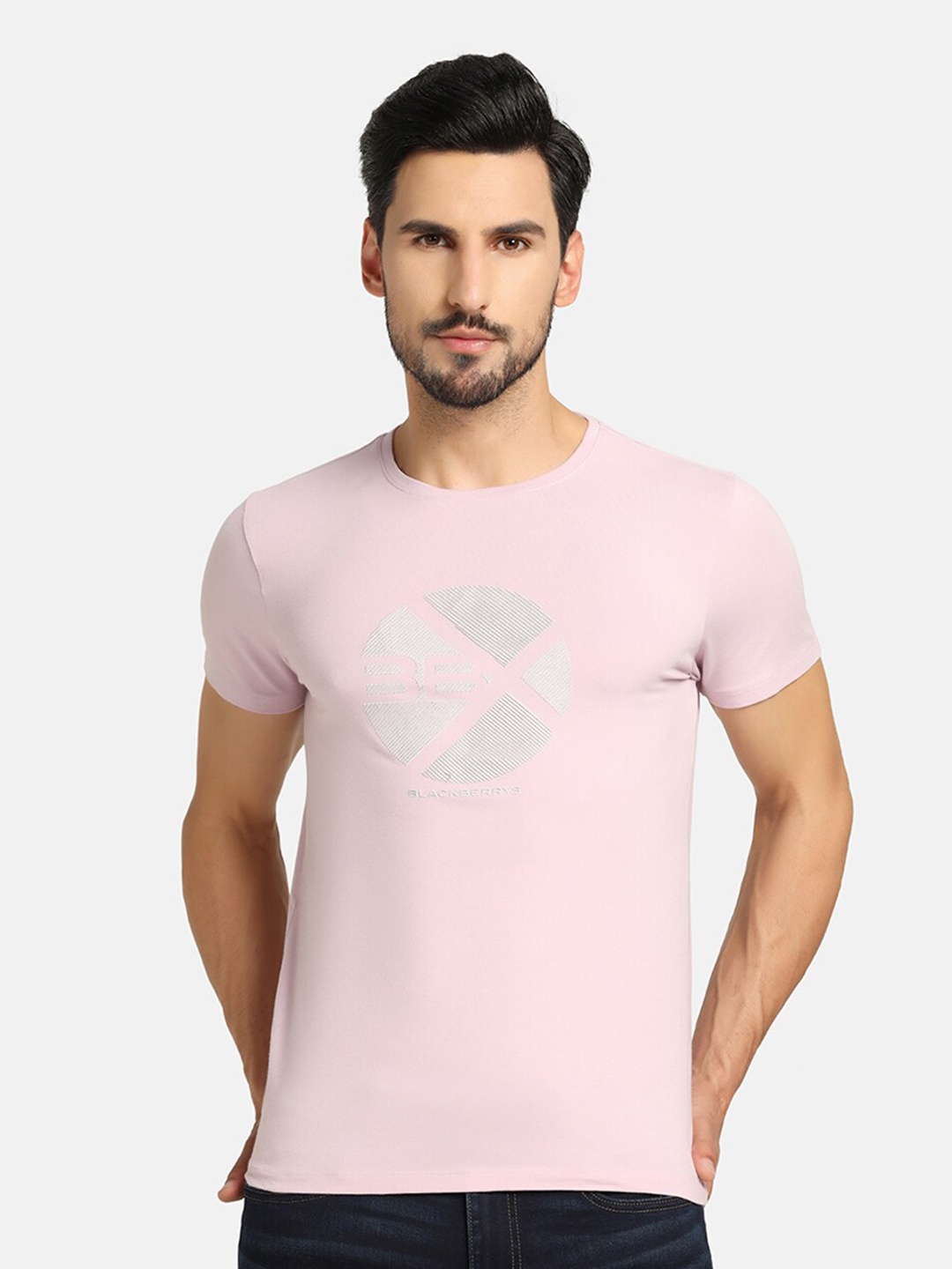 

Blackberrys Graphic Printed Cotton Slim Fit T-shirt, Lavender
