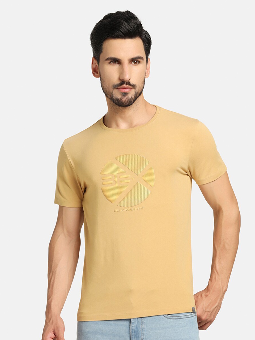 

Blackberrys Graphic Printed Cotton Slim Fit T-shirt, Yellow