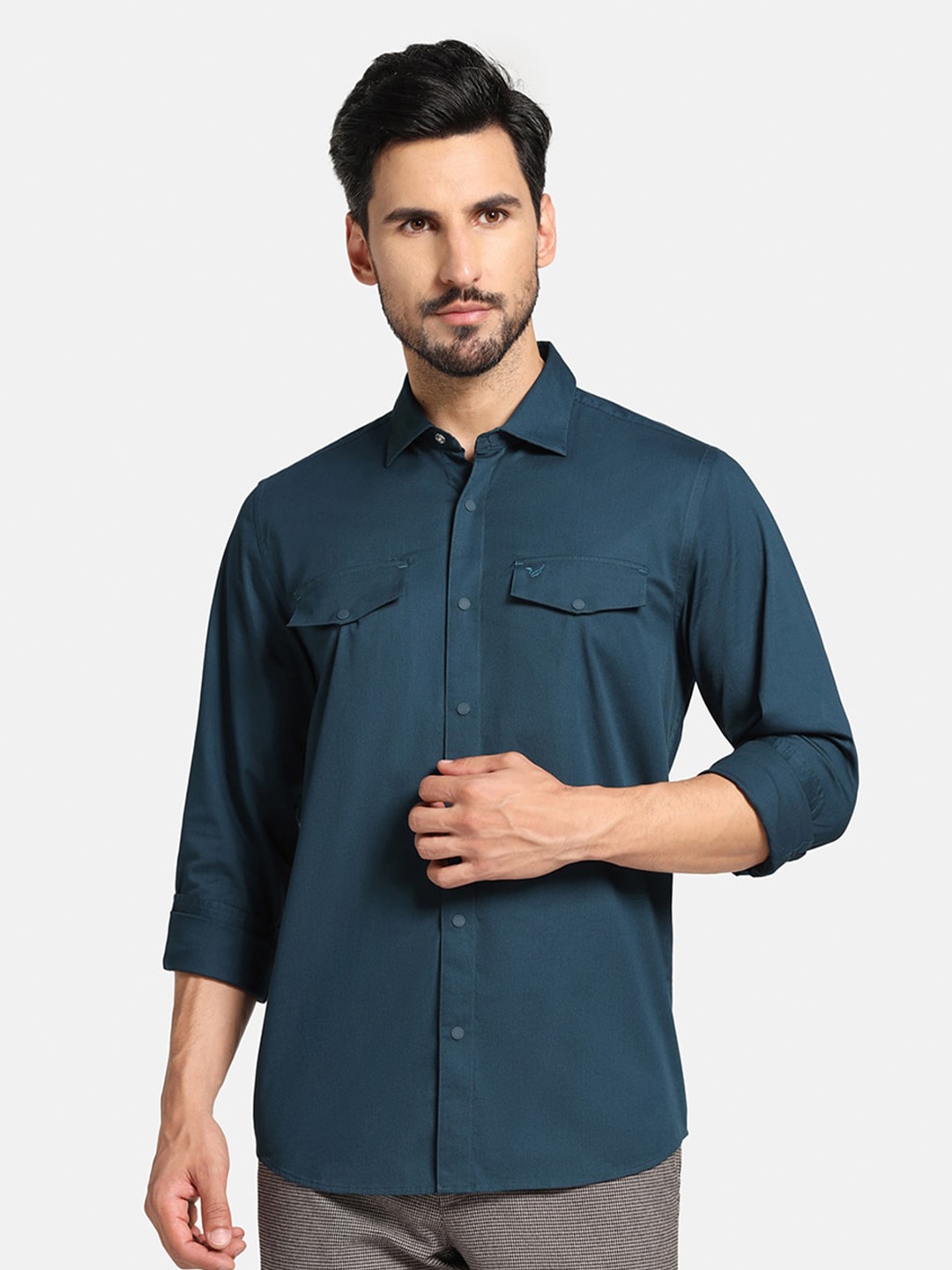 

Blackberrys Straight Slim Fit Spread Collar Casual Shirt, Teal