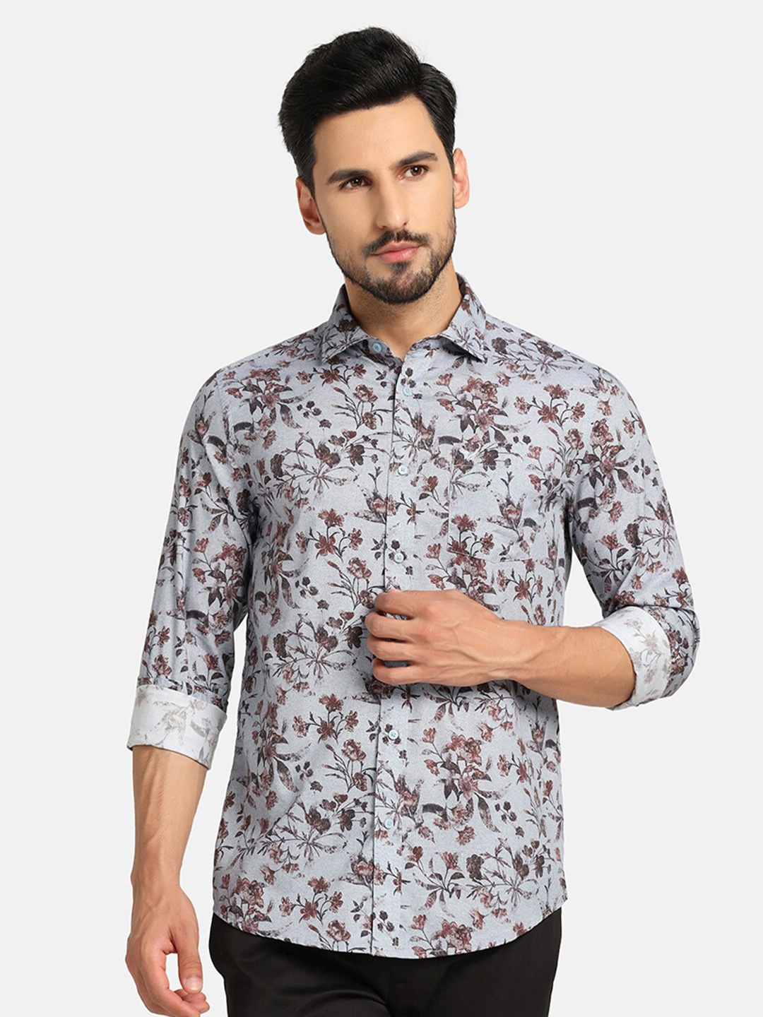 

Blackberrys Straight Floral Printed Pure Cotton Slim Fit Casual Shirt, Blue