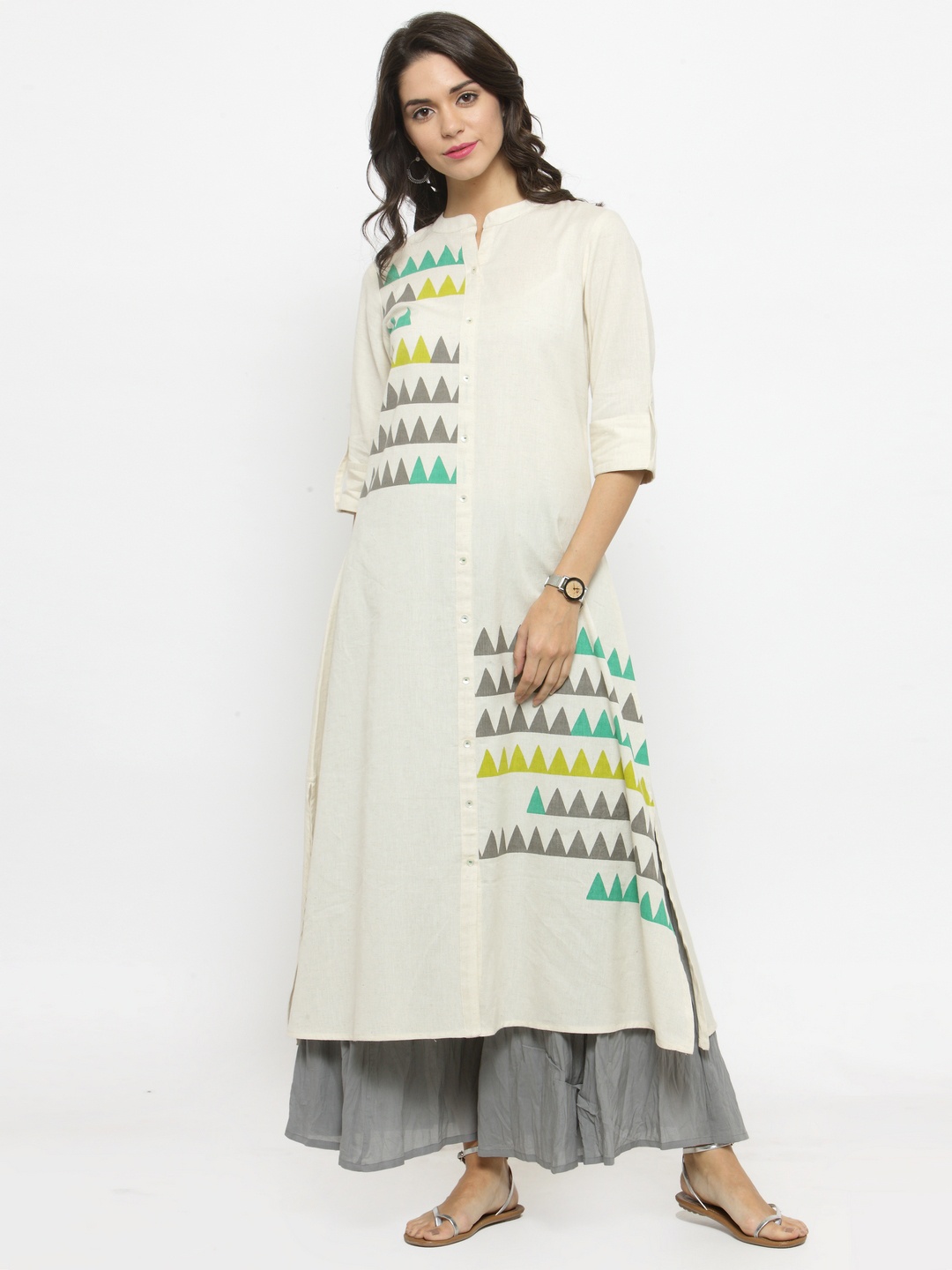 

Varanga Women Off-White Printed A-Line Kurta