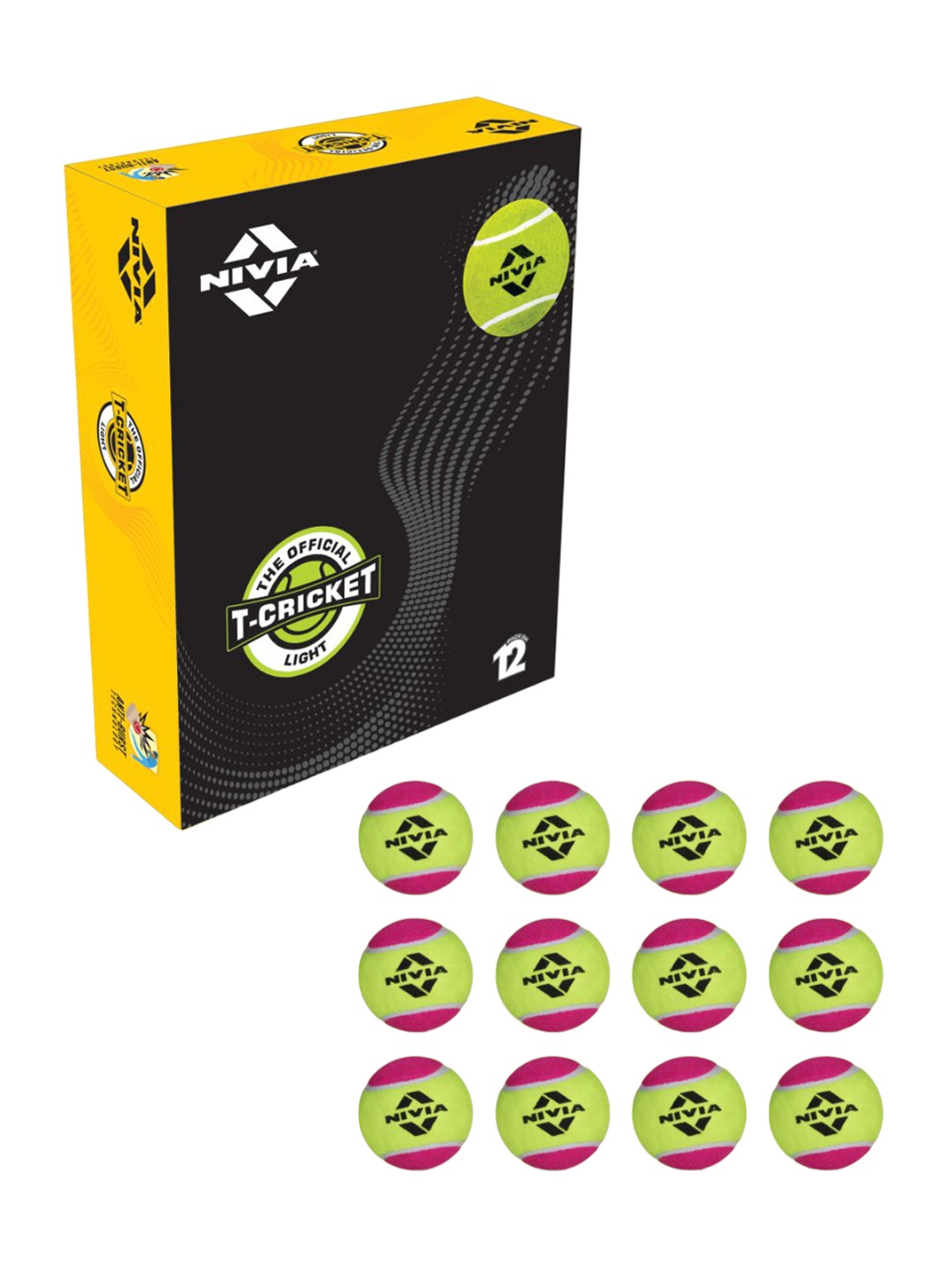 

NIVIA Set Of 12 Rubber Tennis Balls, Lime green
