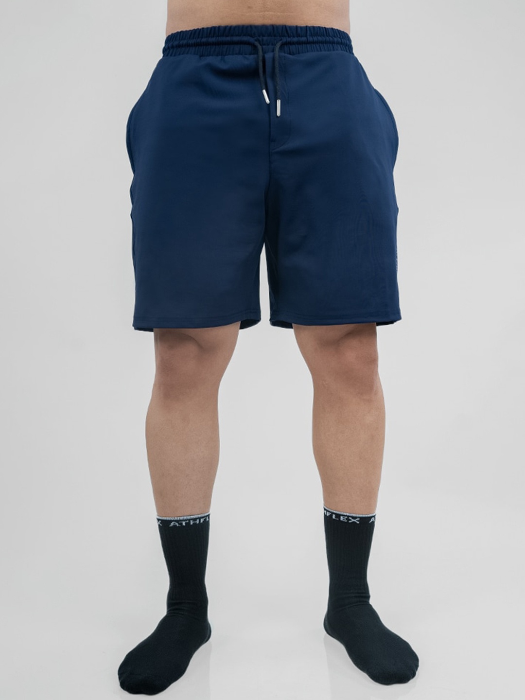 

Athflex Men Mid Rise Sports Shorts, Navy blue
