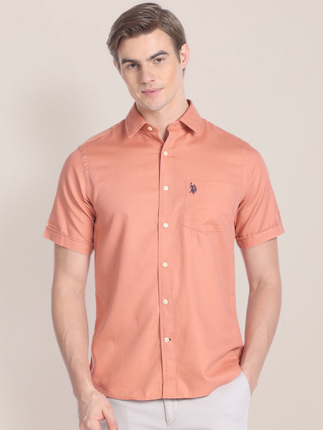 

U.S. Polo Assn. Casual Pure Cotton Shirt, Orange