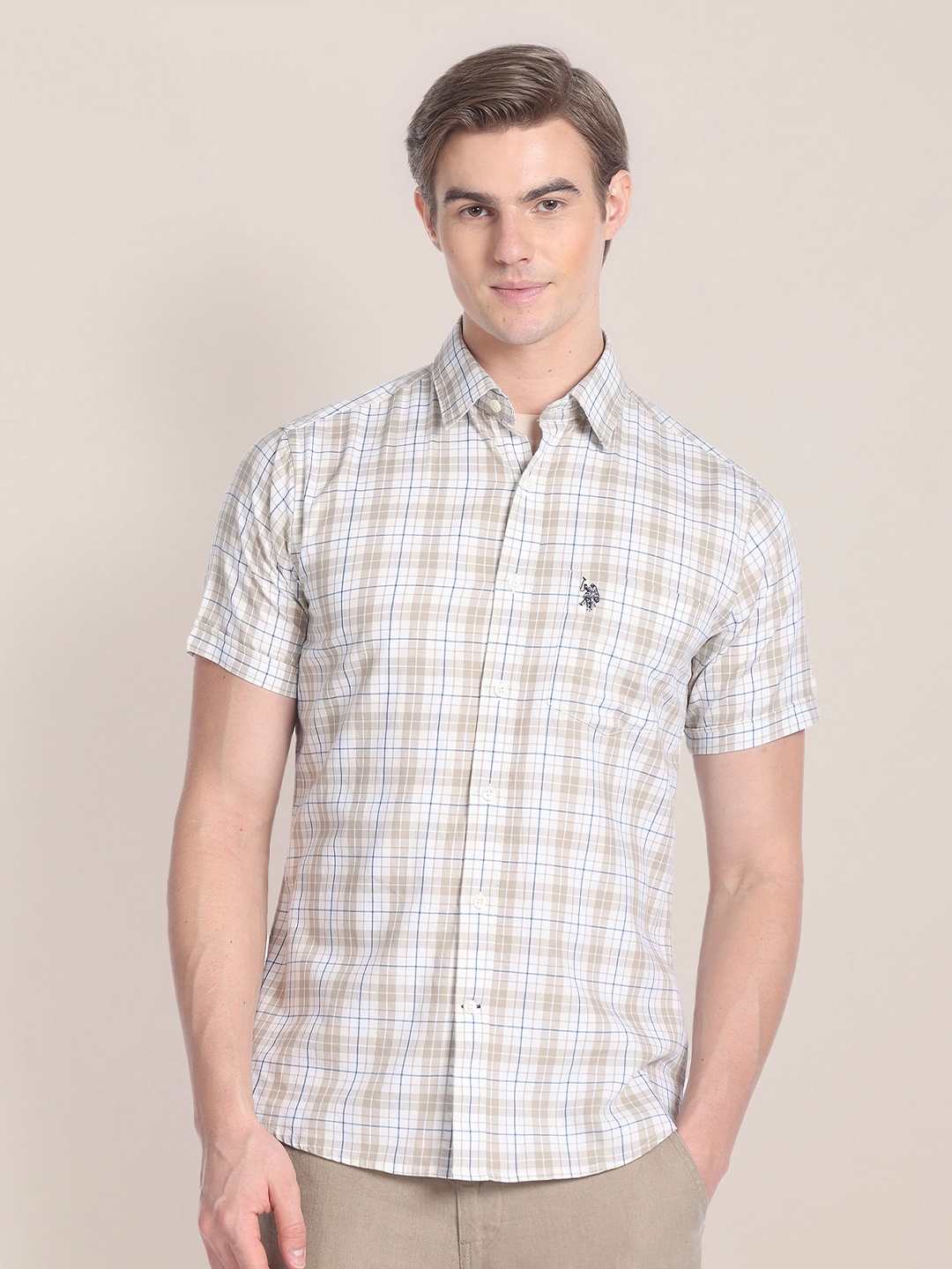 

U.S. Polo Assn. Tartan Checked Cotton Casual Shirt, Beige
