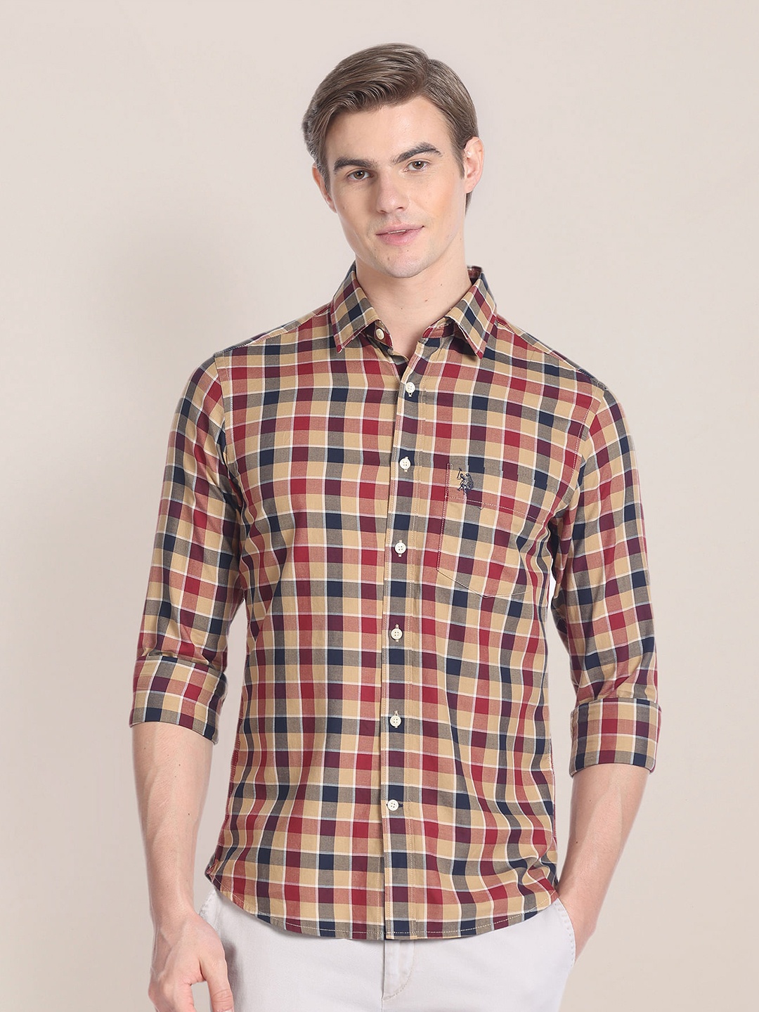 

U.S. Polo Assn. Tartan Checked Pure Cotton Casual Shirt, Brown