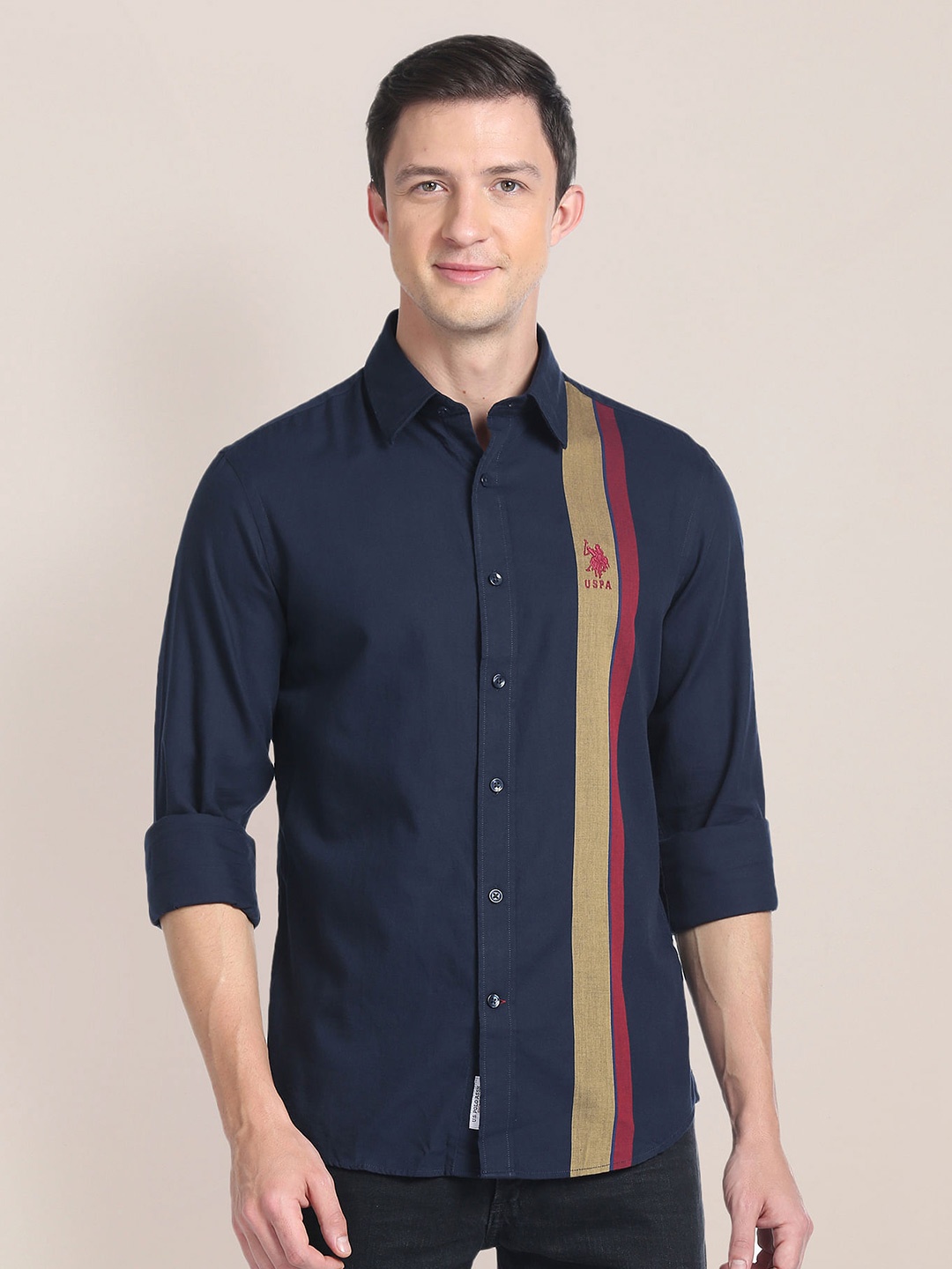 

U.S. Polo Assn. Striped Pure Cotton Casual Shirt, Blue
