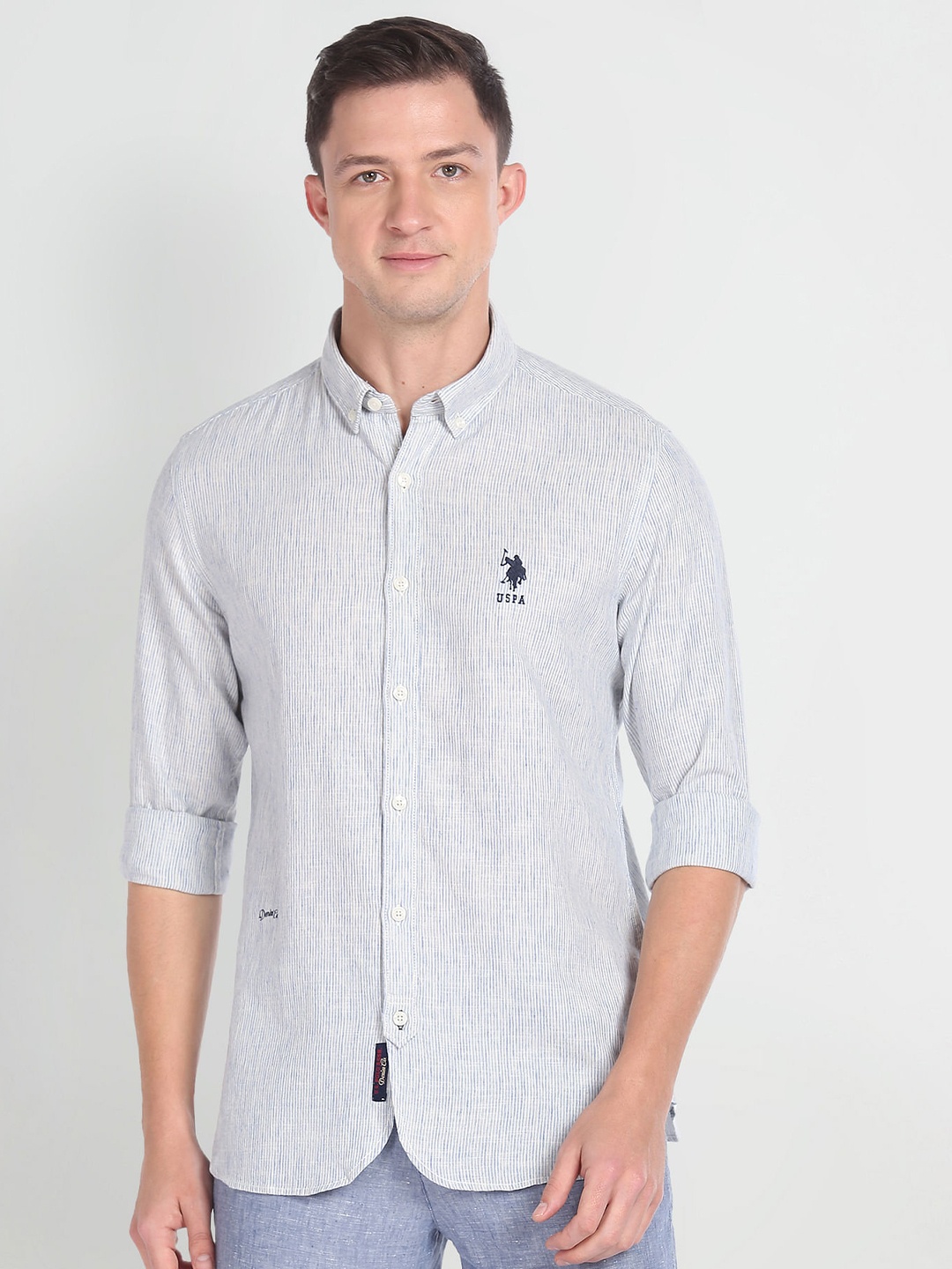 

U.S. Polo Assn. Denim Co. Vertical Striped Pure Cotton Casual Shirt, Blue