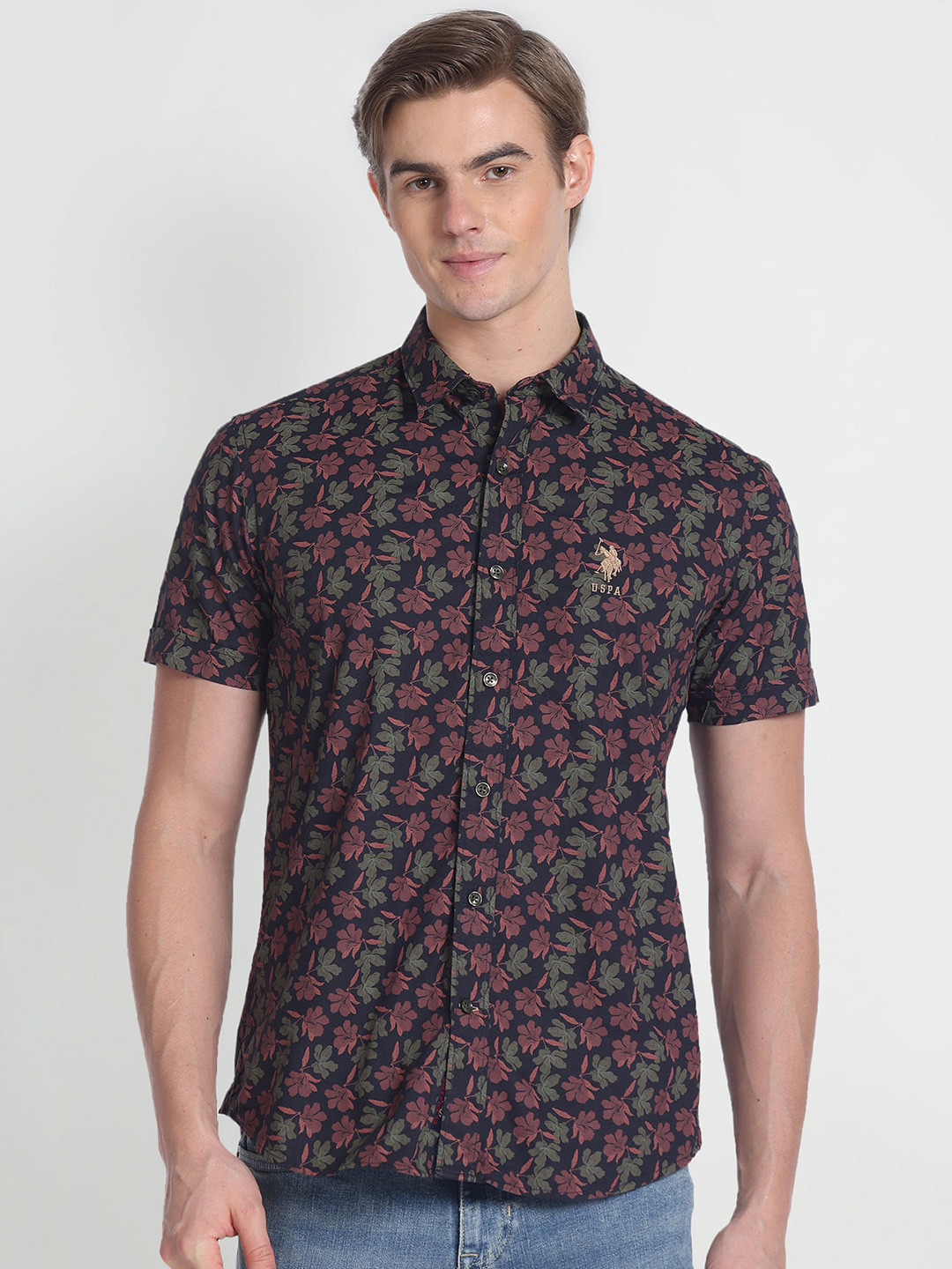 

U.S. Polo Assn. Denim Co. Slim Fit Floral Printed Casual Shirt, Black