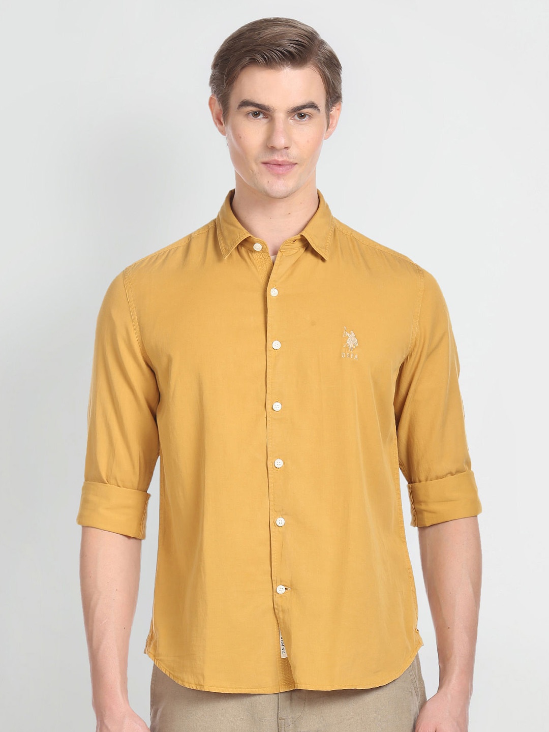 

U.S. Polo Assn. Denim Co. Spread Collar Casual Shirt, Yellow