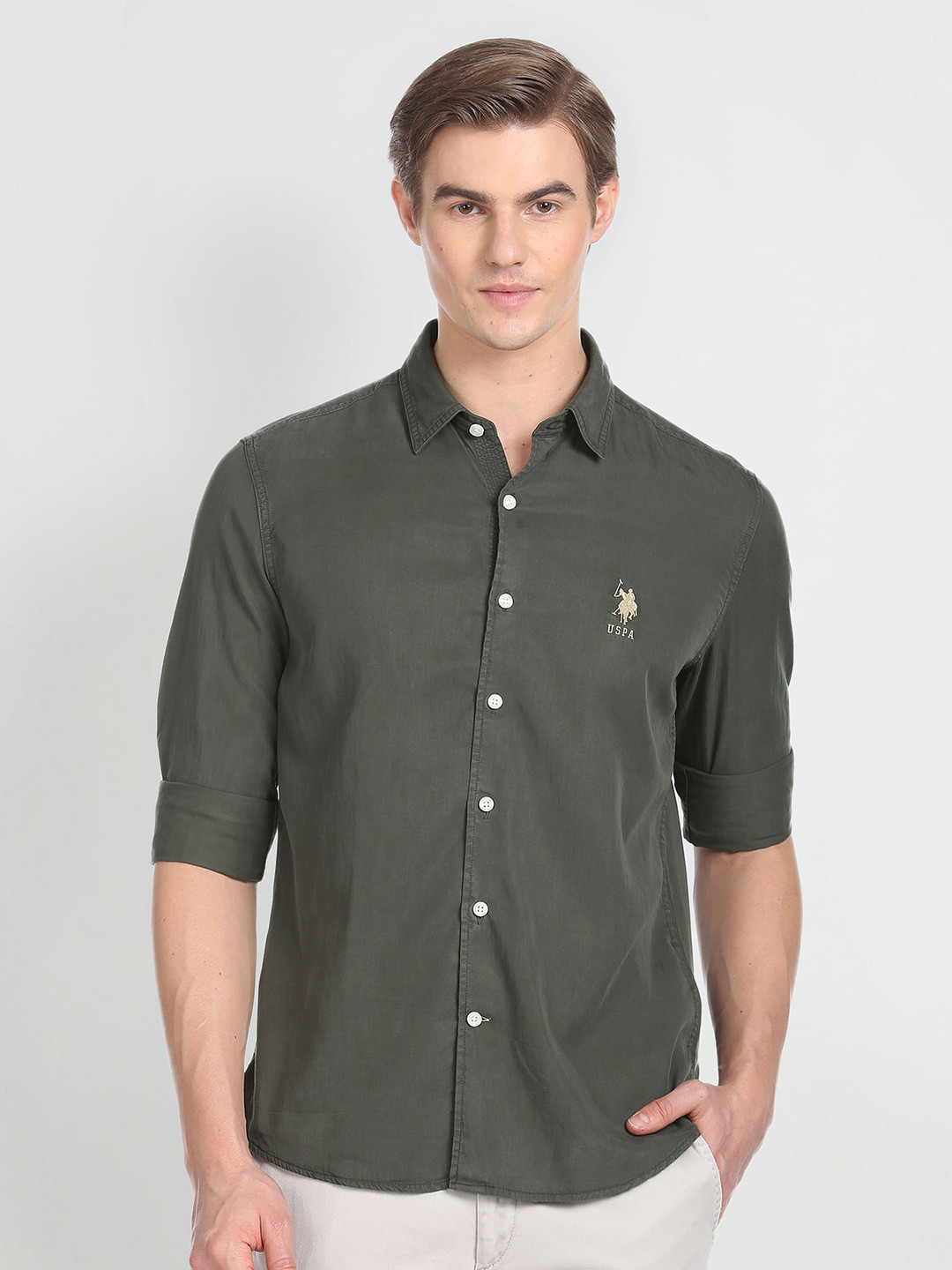 

U.S. Polo Assn. Denim Co. Spread Collar Casual Shirt, Green
