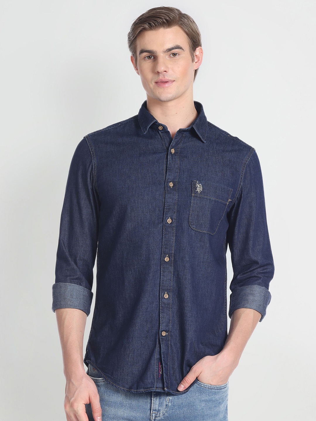 

U.S. Polo Assn. Denim Co. Slim Fit Chambray Casual Shirt, Blue