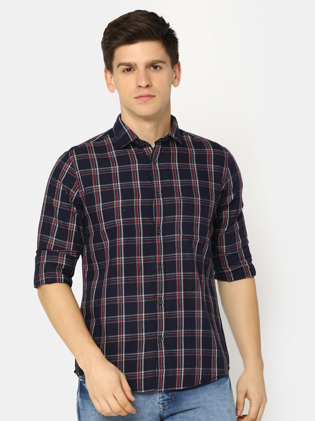 

V-Mart Tartan Checked Casual Shirt, Blue