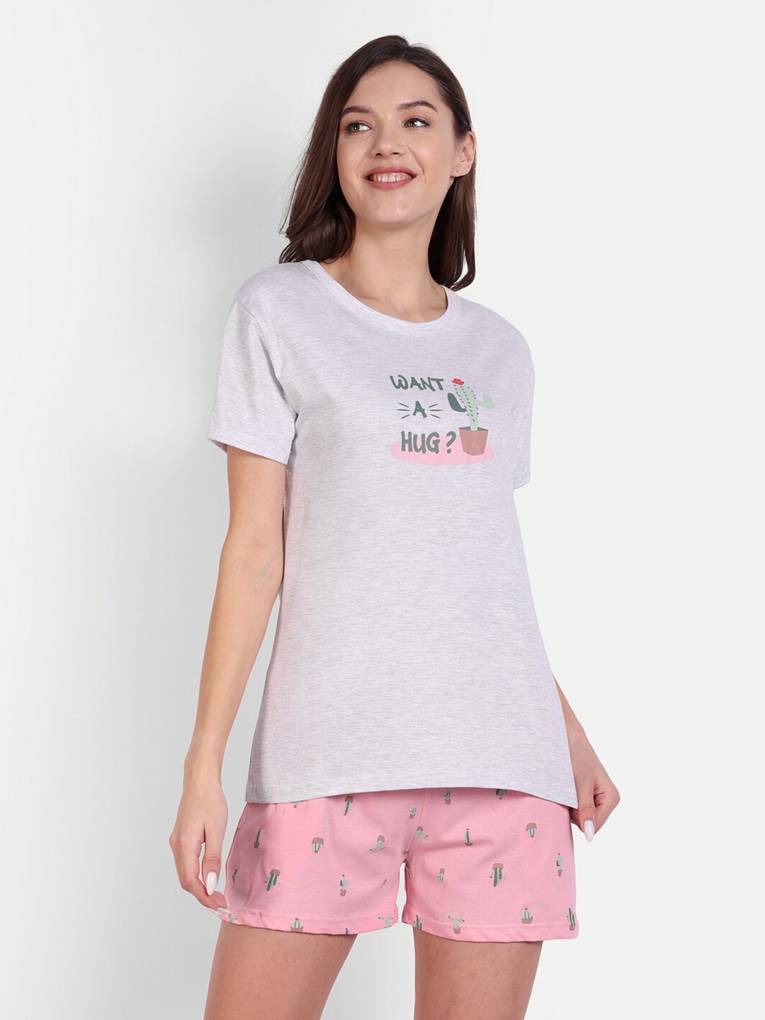 

Bedtime story Typography Printed Pure Cotton T-shirt With Shorts, Purple