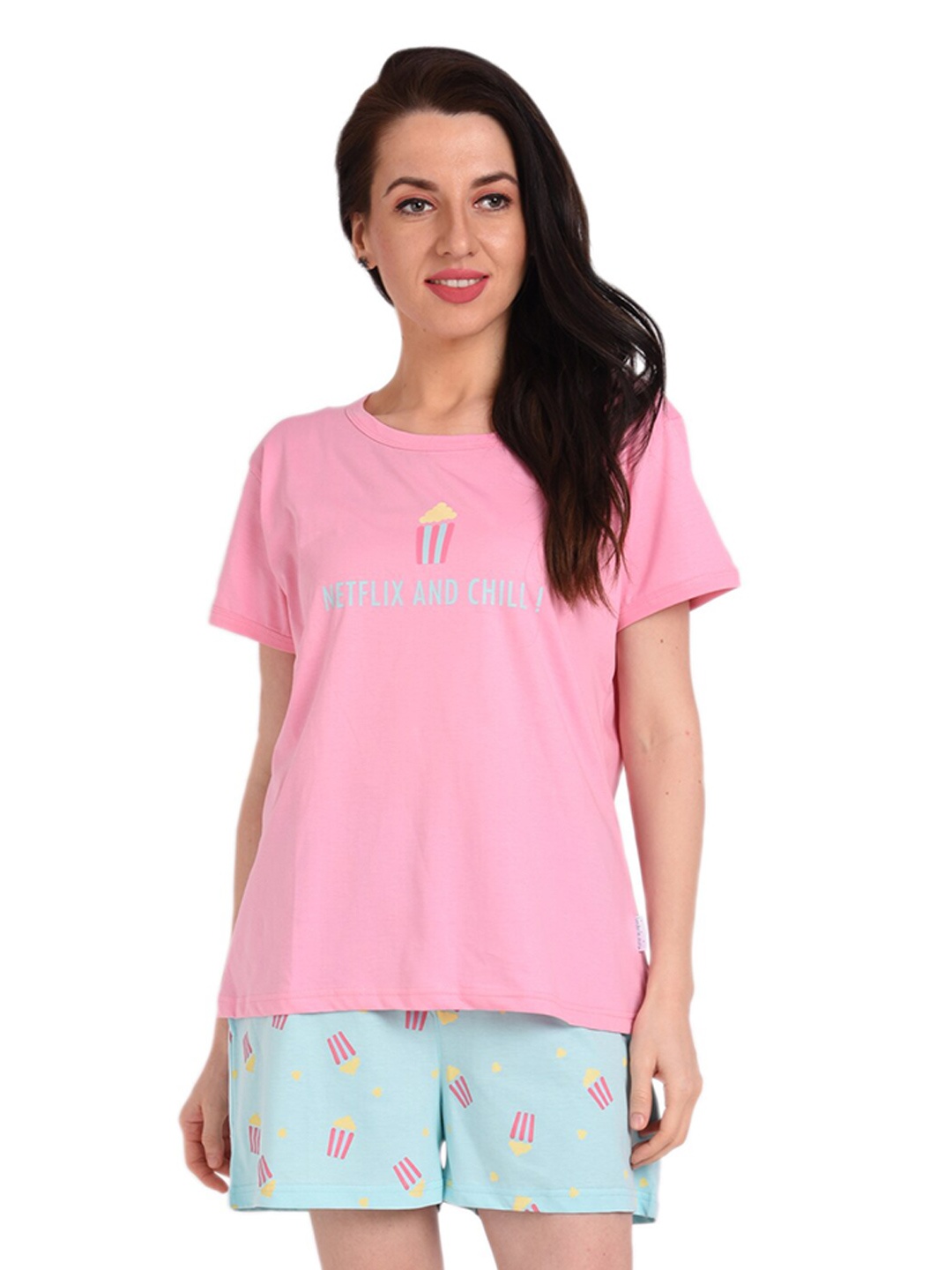 

Bedtime story Typography Printed Pure Cotton T-Shirt and Shorts, Pink