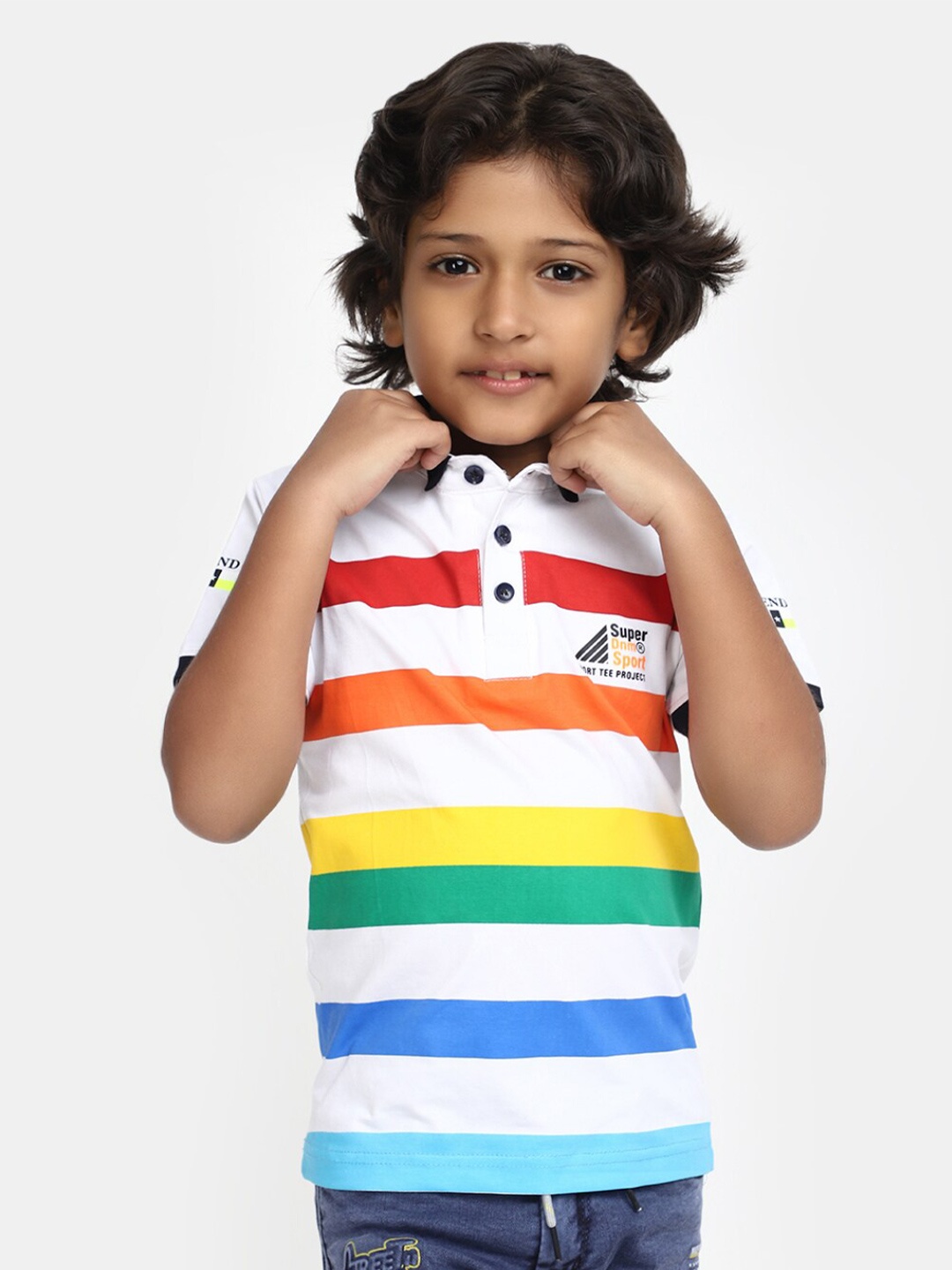 

V-Mart Boys Colourblocked Polo Collar Cotton Regular T-shirt, White