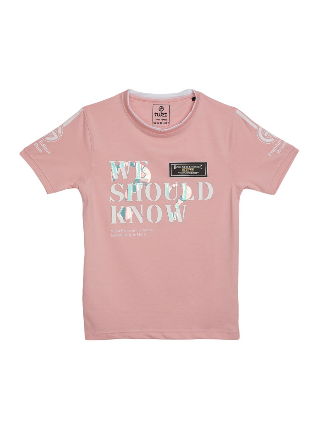 

V-Mart Boys Typography Printed Cotton T-shirt, Pink