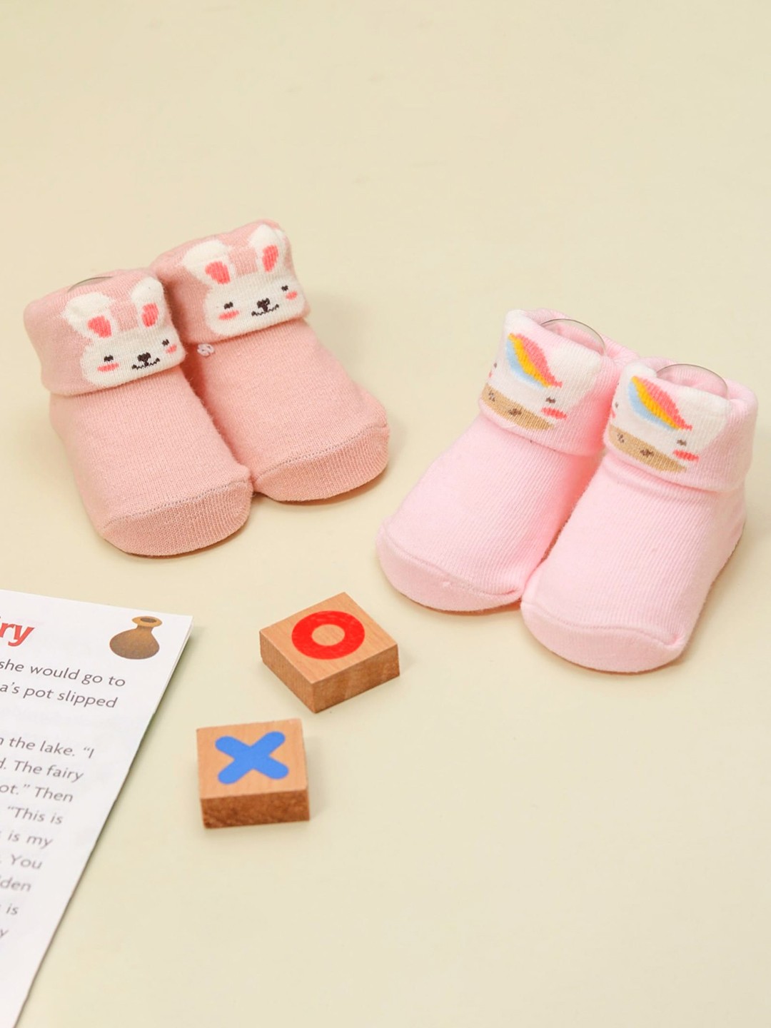 

Yellow Bee Infant Girls Pack Of 2 Patterned Cotton Above Ankle-Length Socks, Peach