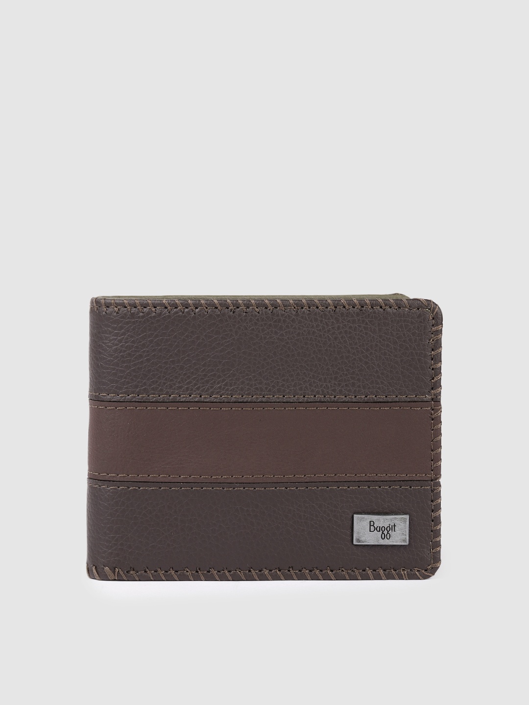 

Baggit Men Solid Two Fold Wallet, Brown