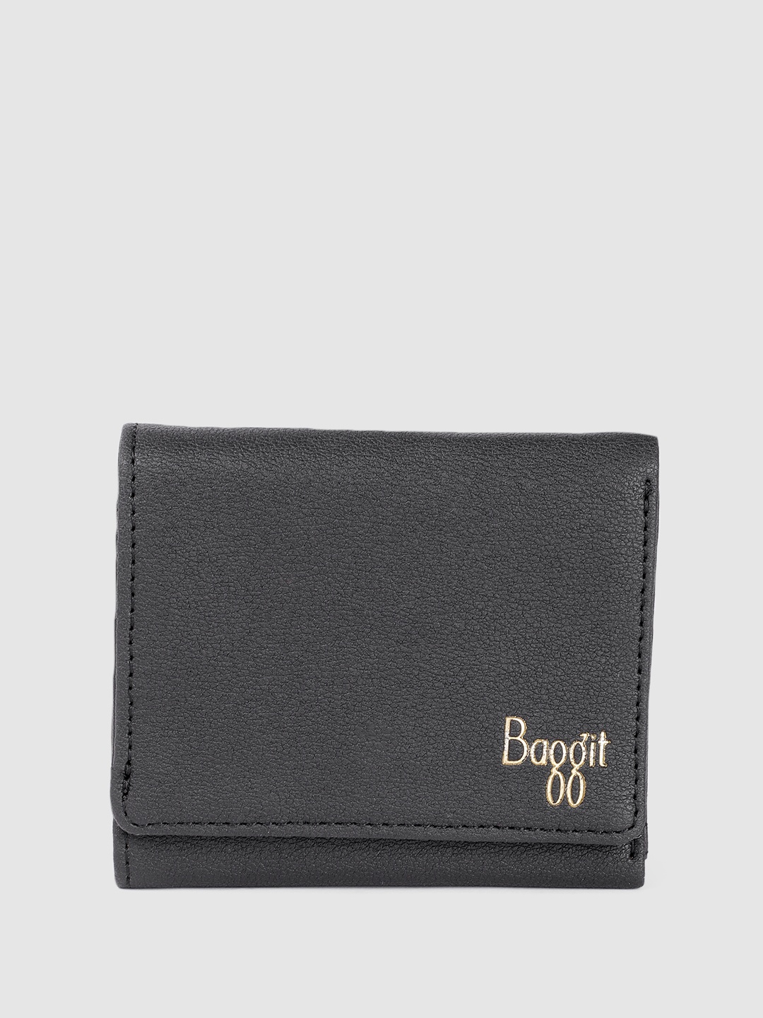 

Baggit Women Solid Three Fold Wallet, Black