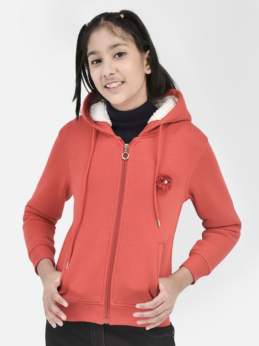 

Crimsoune Club Girls Red Hooded Sweatshirt