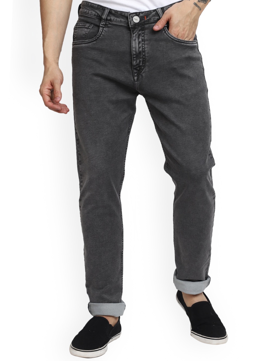 

V-Mart Men Mid-Rise Slim Fit Clean Look Dark Shade Cotton Jeans, Grey