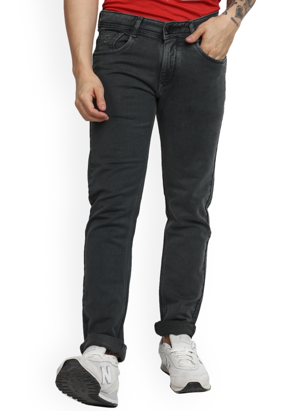 

V-Mart Men Slim Fit Mid-Rise Clean Look Dark Shade Cotton Jeans, Olive