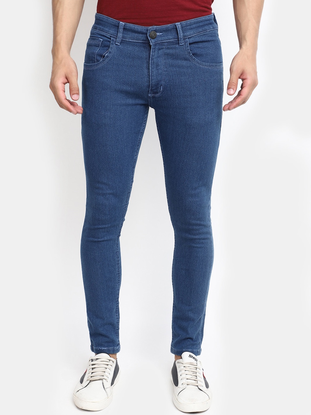 

V-Mart Men Dobby Cotton Denim Mid-Rise Jeans, Blue