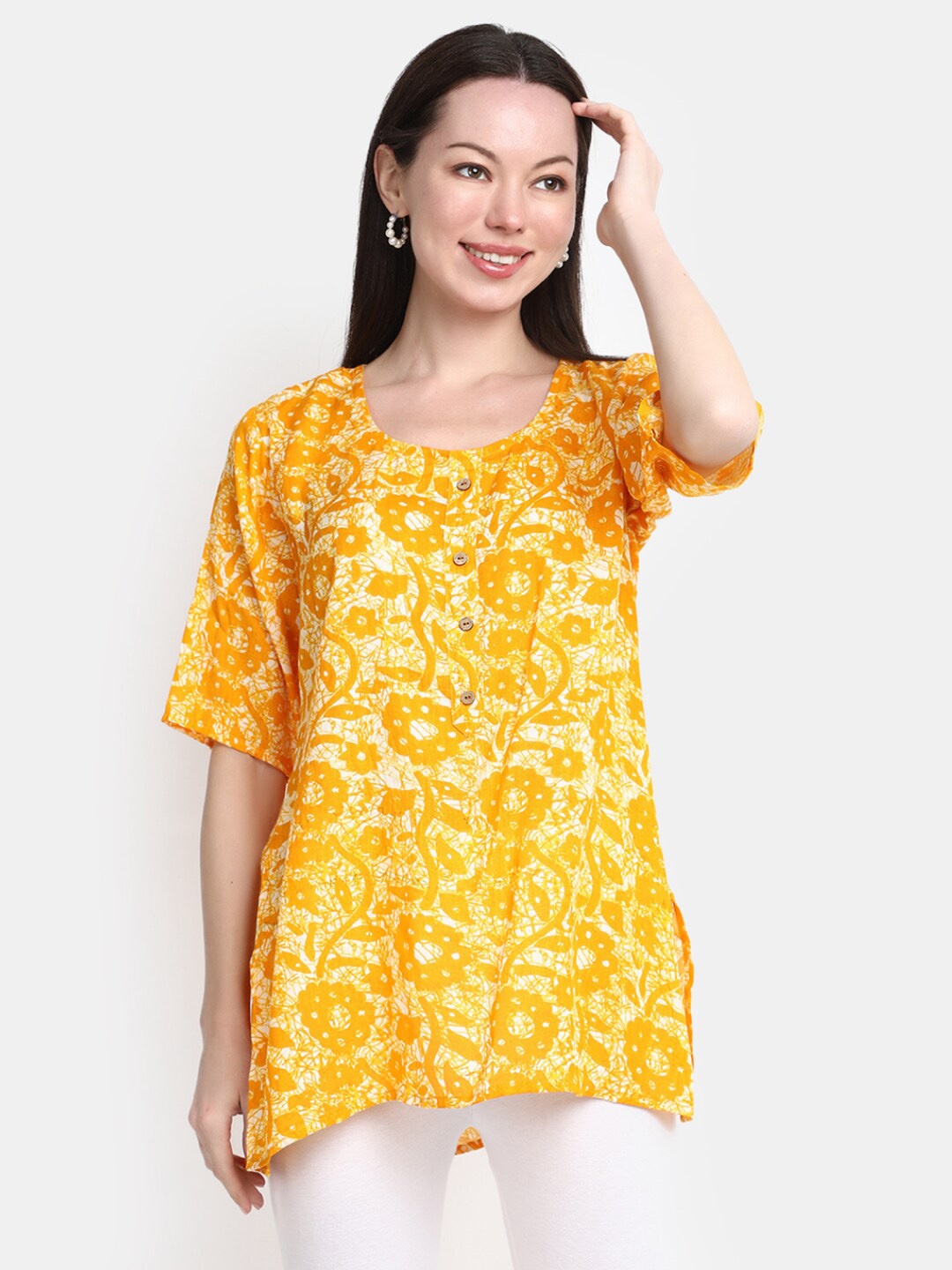 

V-Mart Floral Printed Kurti, Yellow