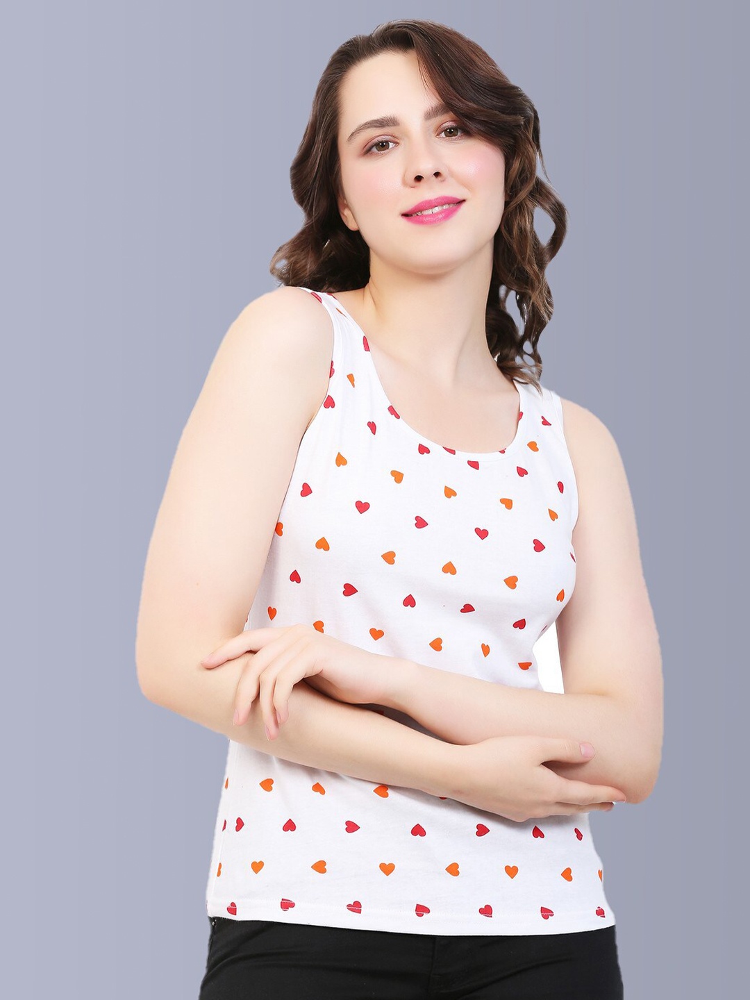 

Fasha Conversational Printed Cotton Tank Top, White