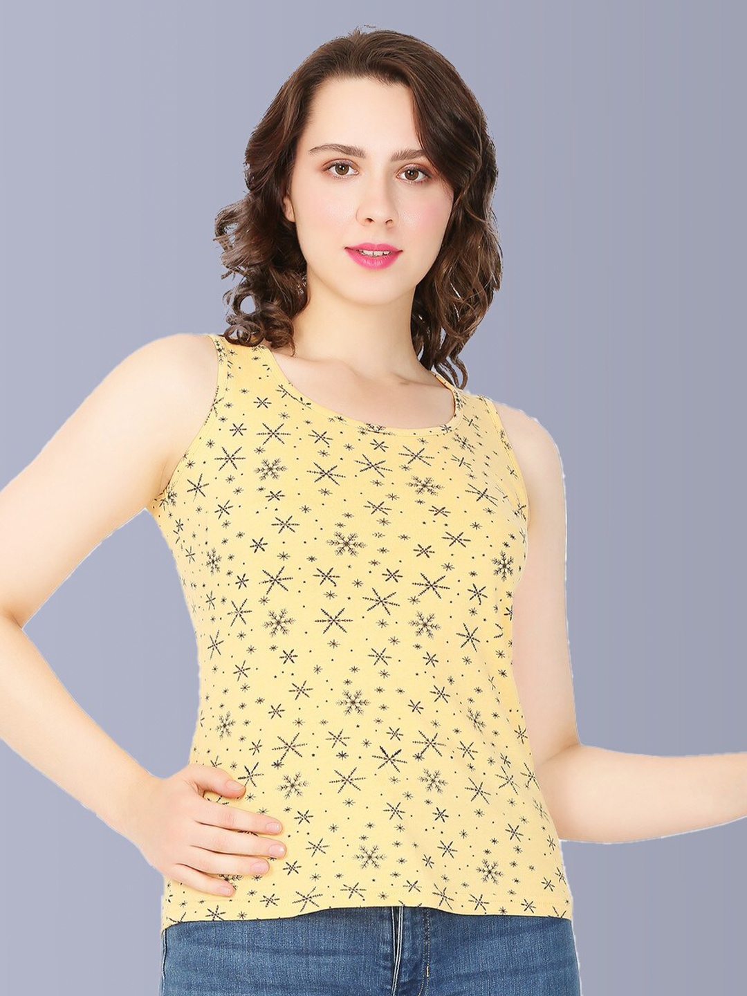 

Fasha Floral Printed Cotton Tank Top, Beige