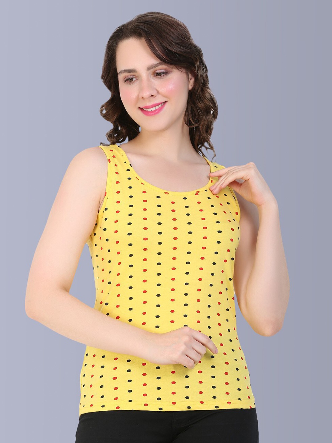 

Fasha Geometric Printed Cotton Tank Top, Yellow