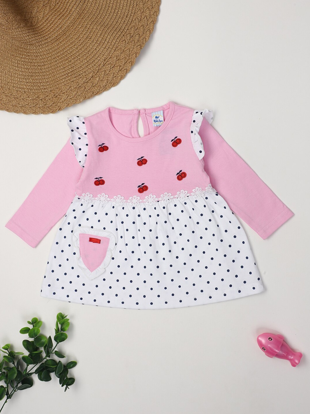 

V-Mart Kids Polka Dot Printed Fit and Flare Dress, Pink