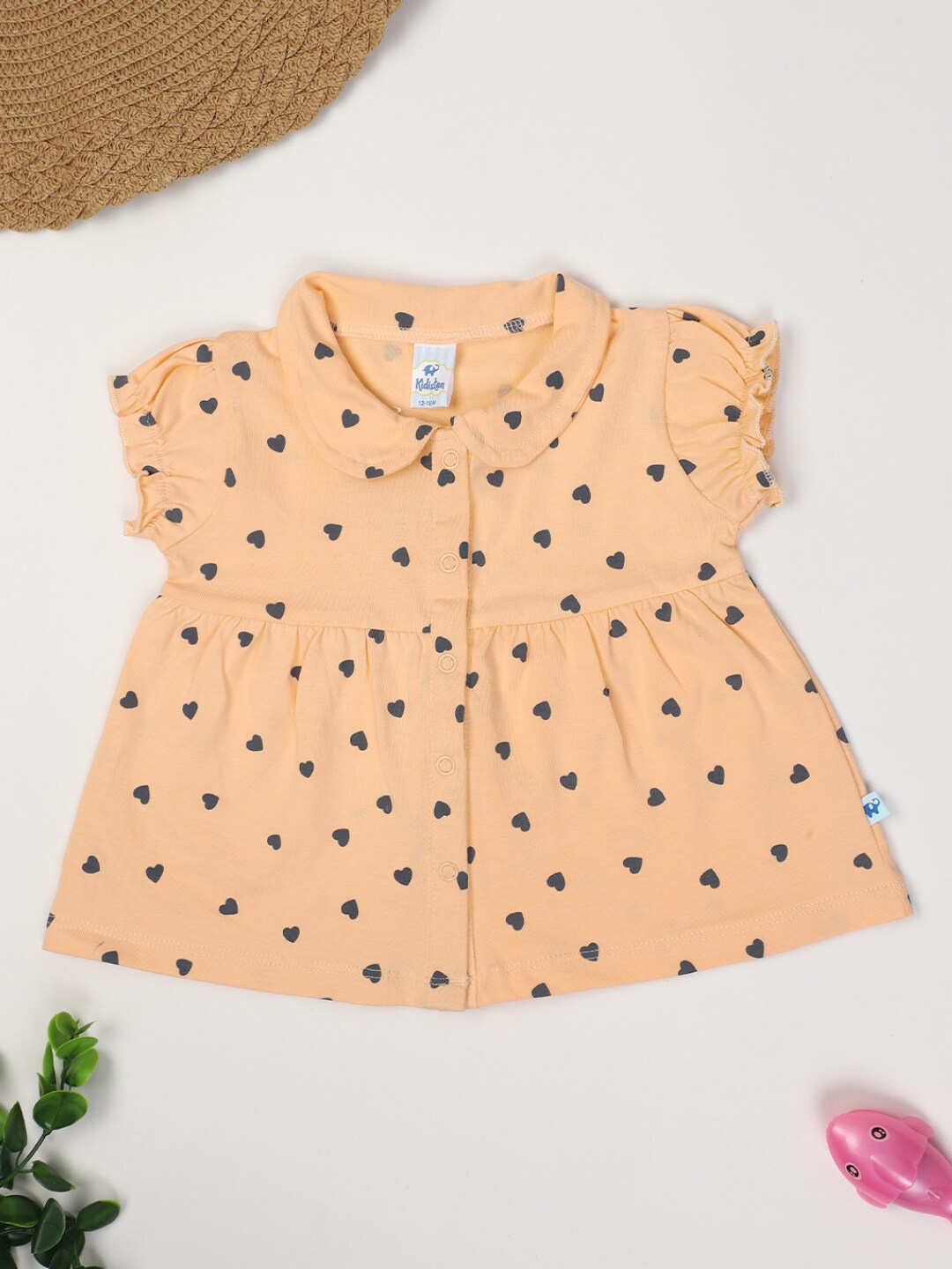 

V-Mart Infant Girls Printed Cotton Fit & Flare Dress, Peach