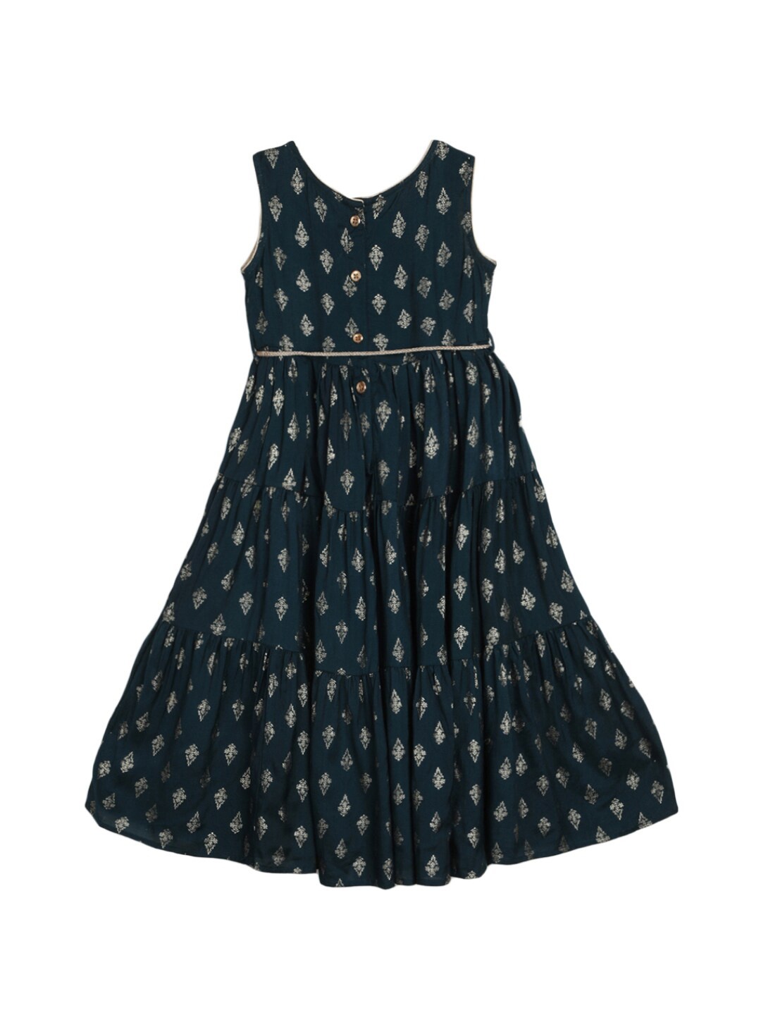 

V-Mart Girls Ethnic Motifs Printed Fit & Flare Dress, Green