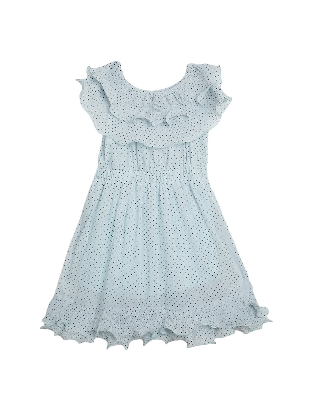 

V-Mart Girls Polka Dot Printed Georgette Fit & Flare Dress, Blue