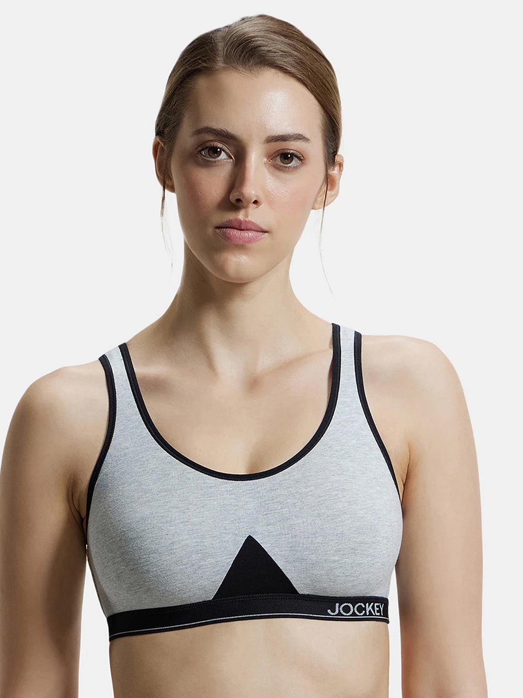 

Jockey Colourblocked Bra Full Coverage Cotton Bra, Grey