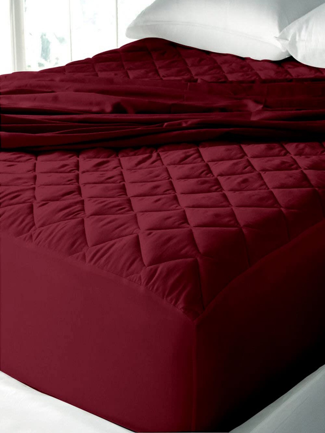 

Adbeni Maroon Quilted 300 GSM Cotton King Bed Waterproof Mattress Protector