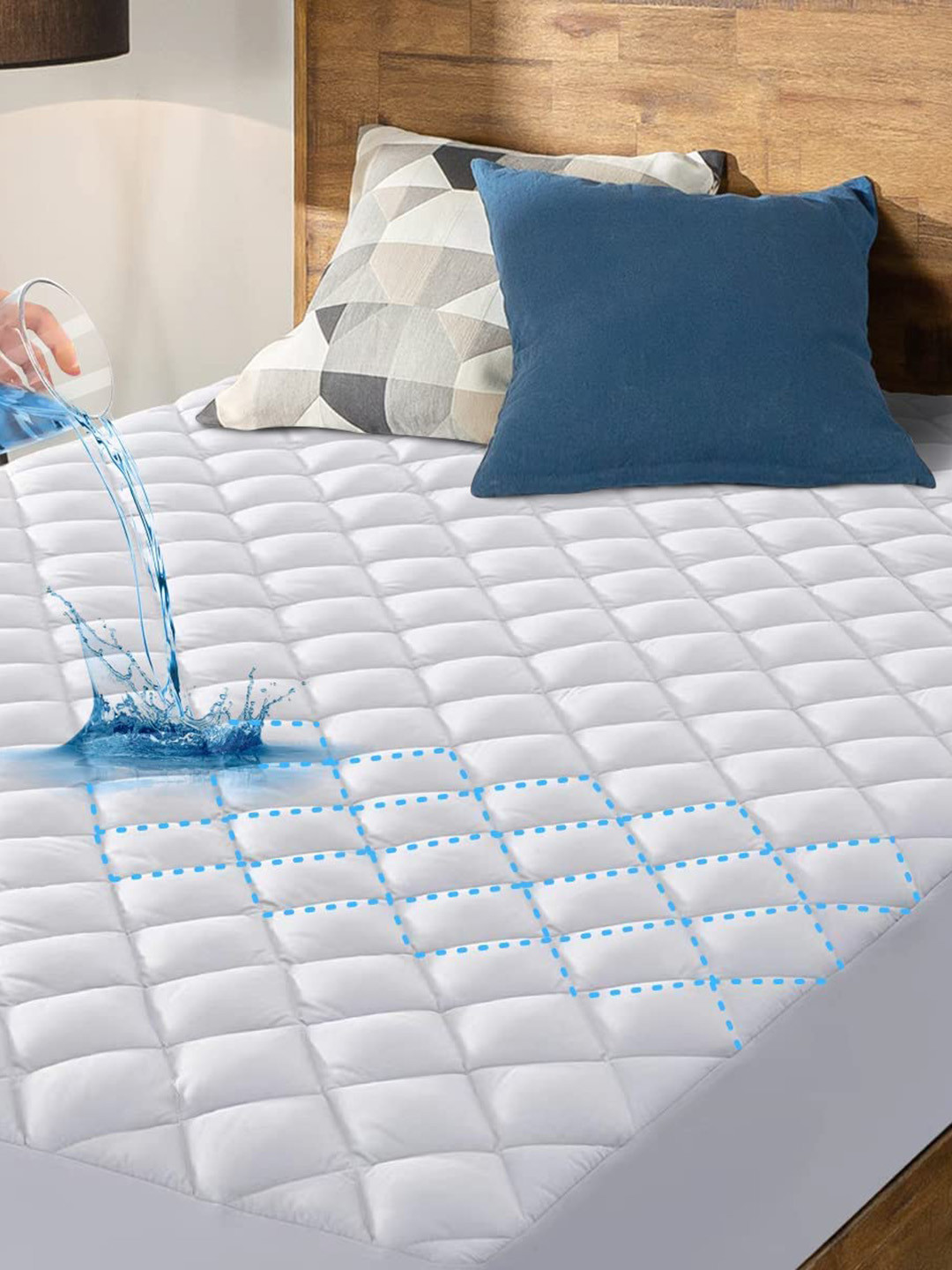 

Adbeni White Quilted 300 GSM Cotton King Bed Waterproof Mattress Protector