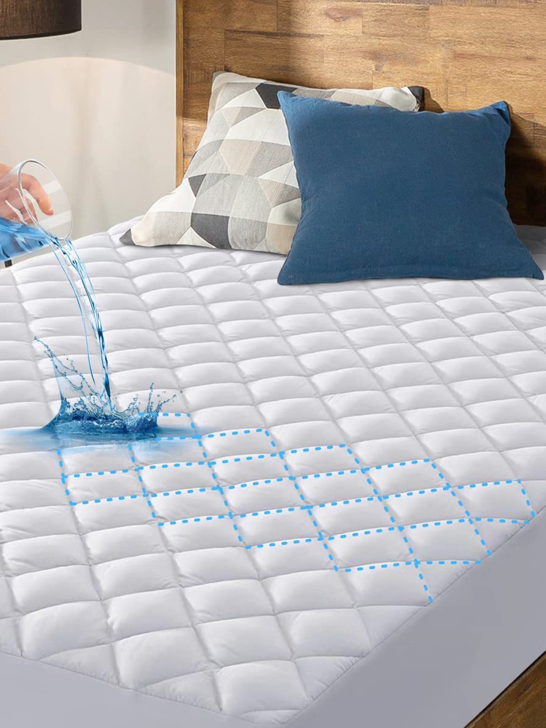 

Adbeni White Quilted 300 GSM Cotton Queen Bed Waterproof Mattress Protector