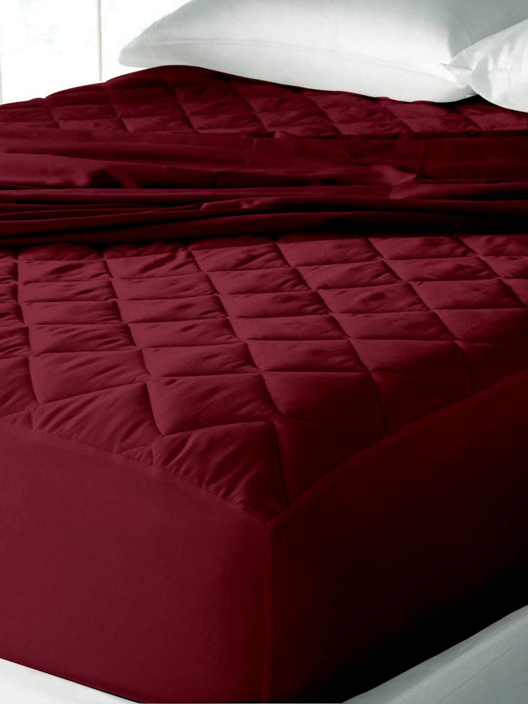 

Adbeni Maroon Quilted 300 GSM Cotton Queen Bed Waterproof Mattress Protector