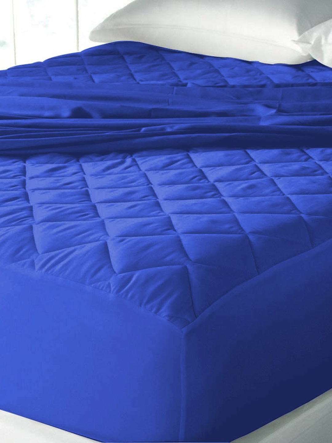 

Adbeni Blue Quilted 300 GSM Cotton Queen Bed Waterproof Mattress Protector