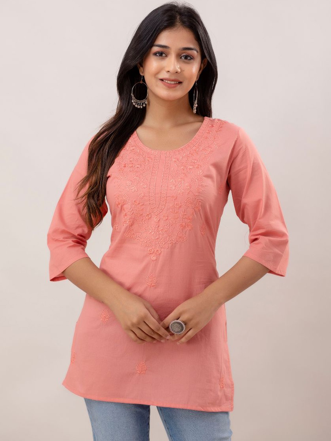 

METRO-FASHION Peach-Coloured Cotton Top