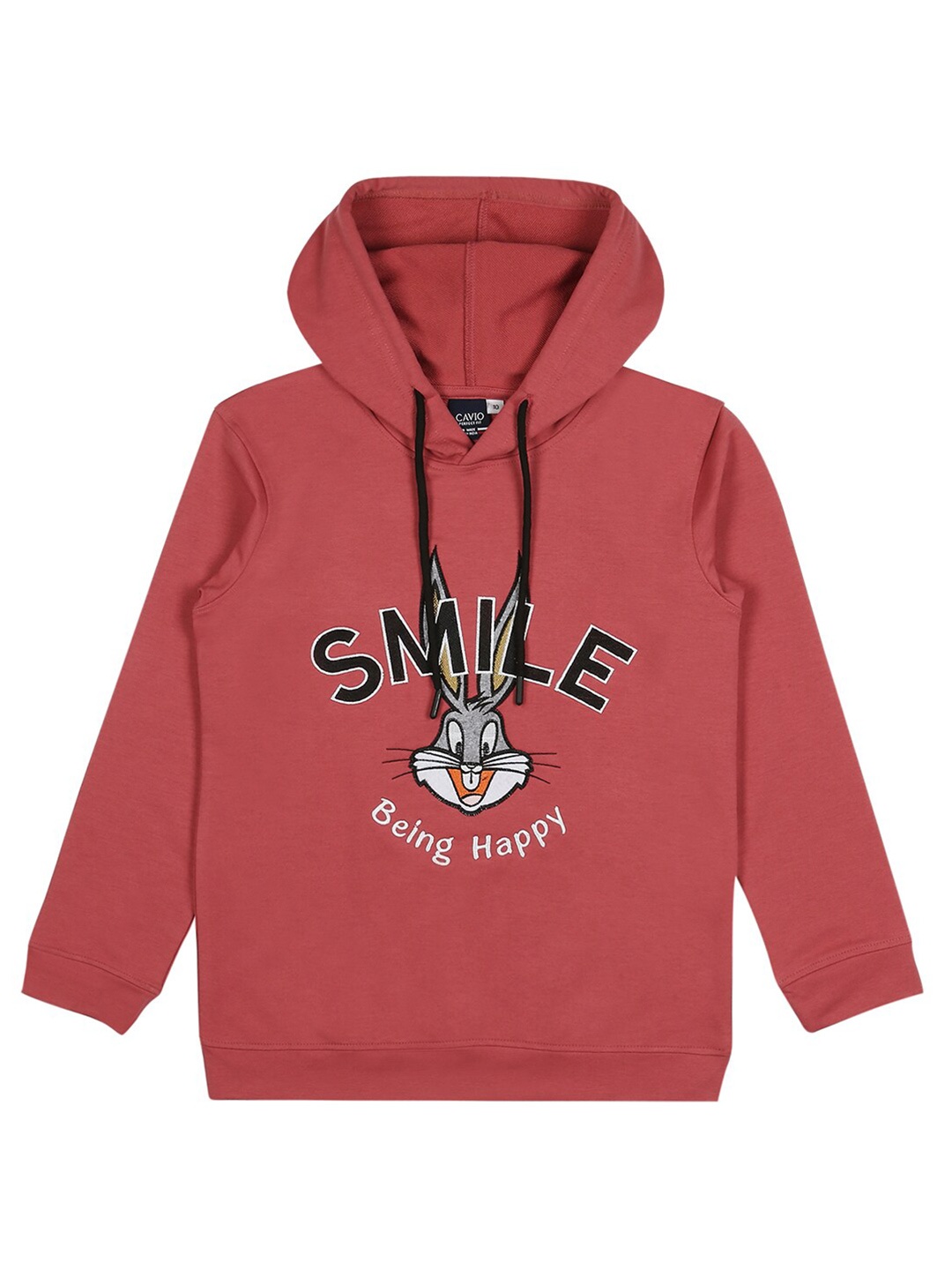

CAVIO Boys Bugs Bunny Printed Hooded Cotton Sweatshirts, Pink