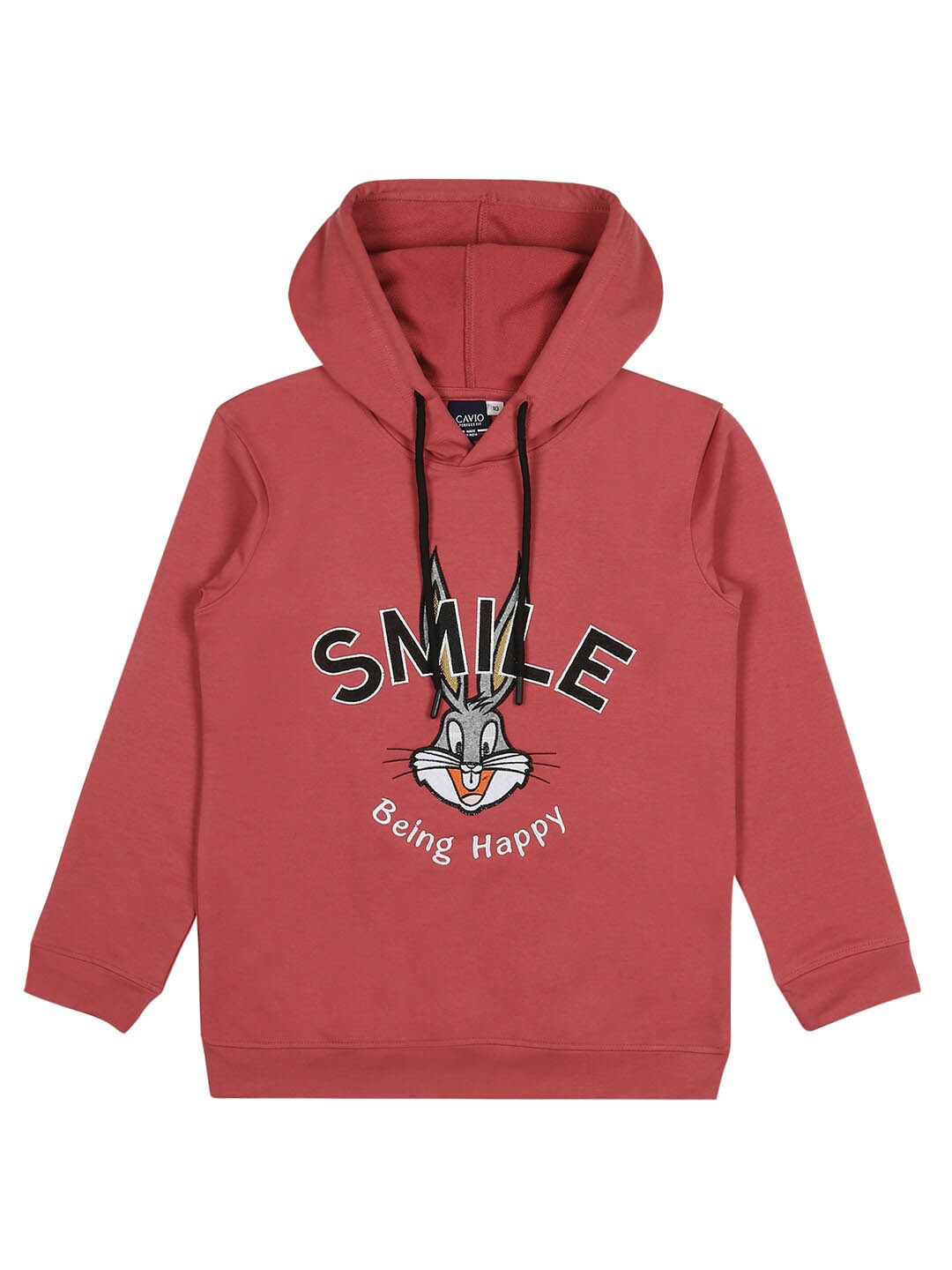 CAVIO Boys Typography Printed Hooded Cotton T-shirt, Pink