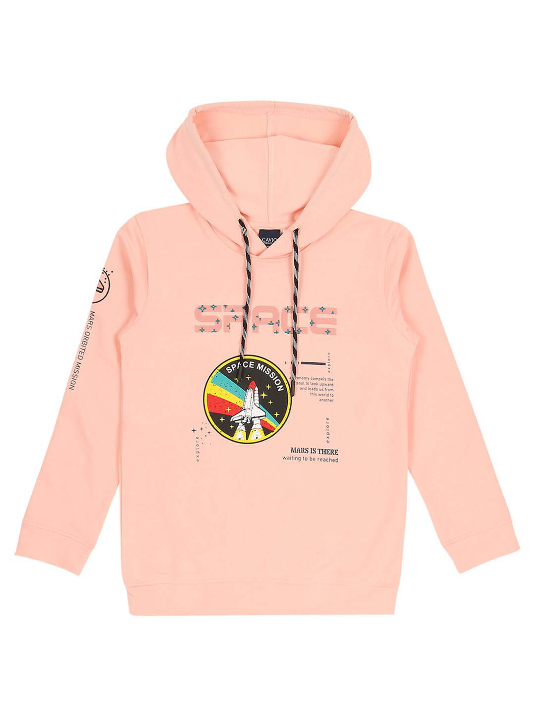 

CAVIO Boys Printed Hooded Cotton Pullover, Pink