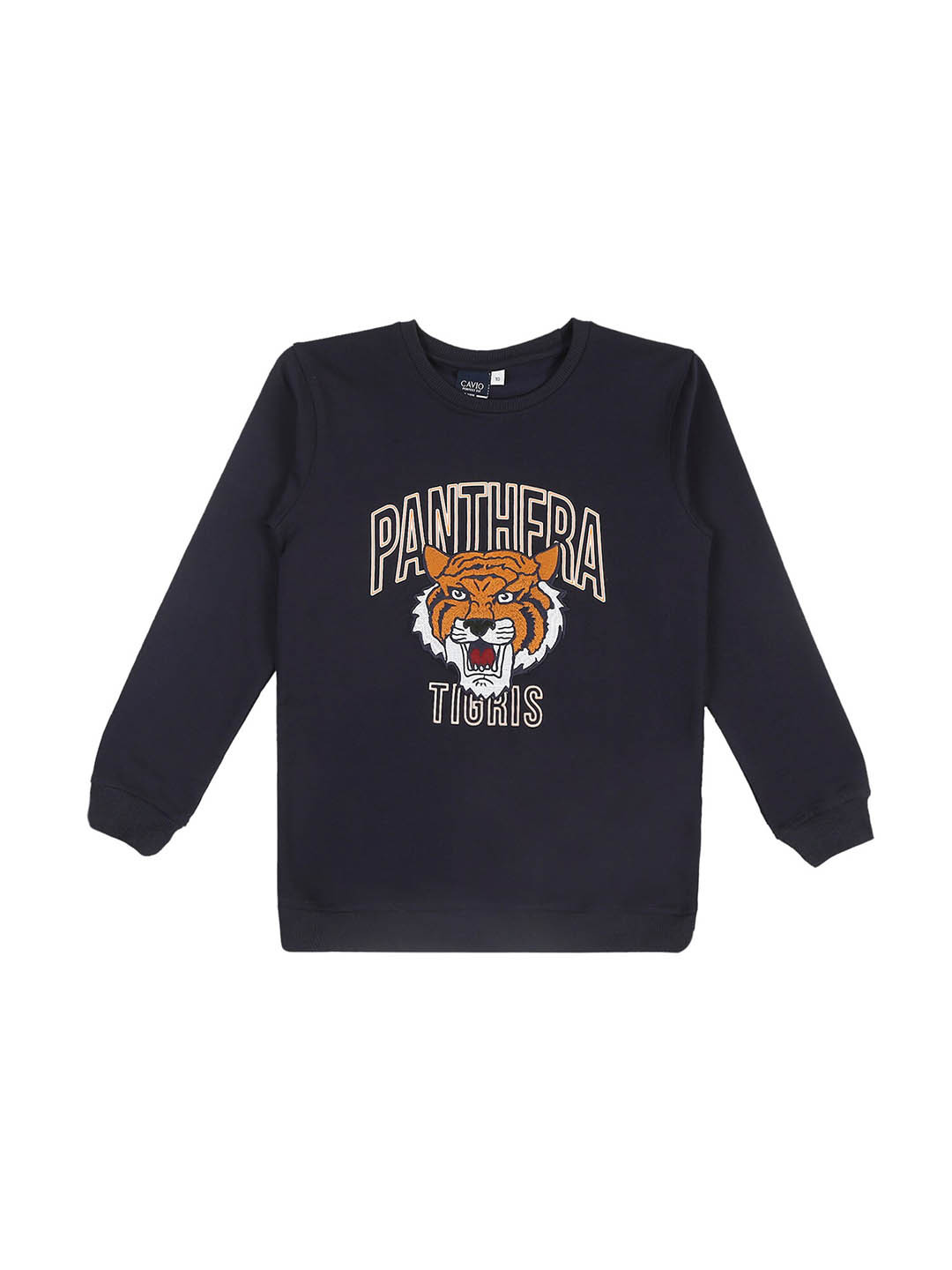 

CAVIO Boys Tiger Embroidered Cotton Pullover Sweatshirt, Navy blue