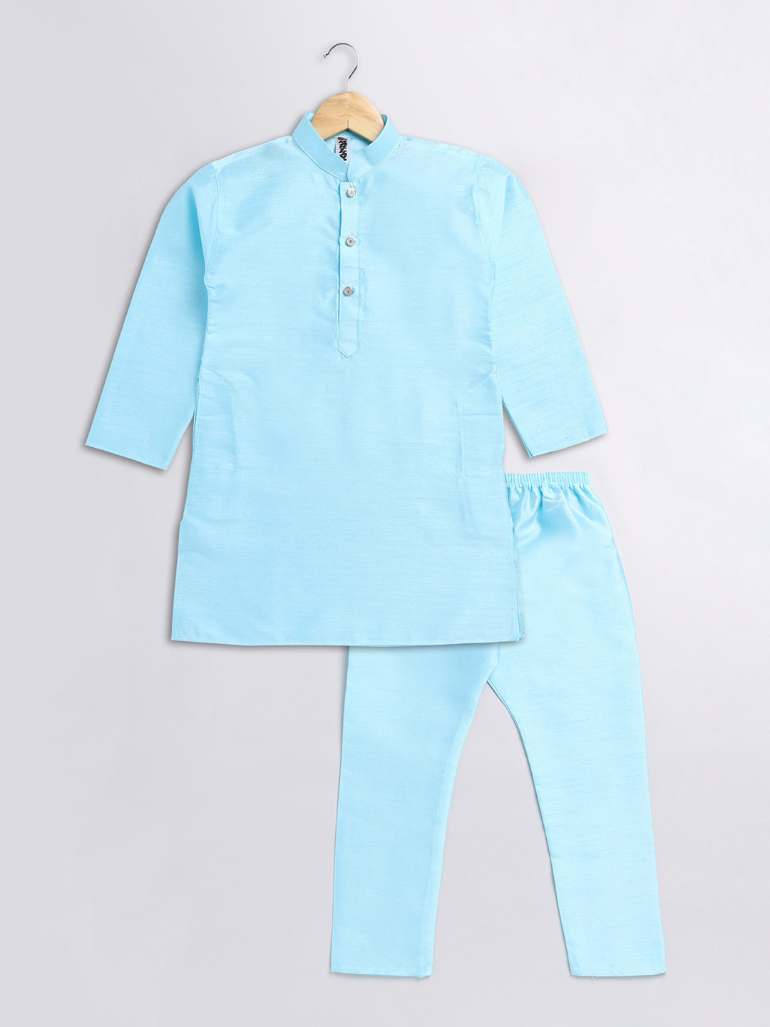 

BAESD Boys Mandarin Collar Straight Kurta with Pyjama, Blue